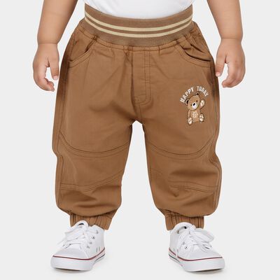 Infants Brown Jogger Fit Teddy Print Trousers