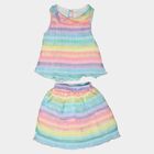 Girls Light Pink Round Neck Co-ord Set Upper and Bottom Set, हल्का गुलाबी, small