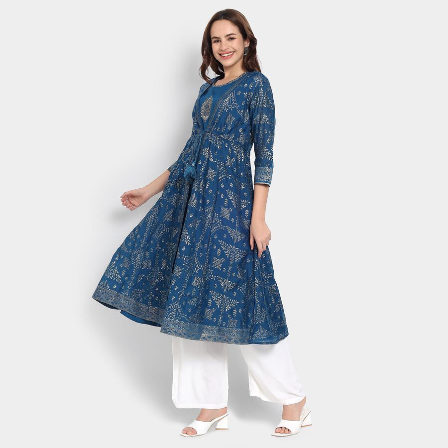 Ladies' Kurta Pyjama Set, Teal Blue, large image number null
