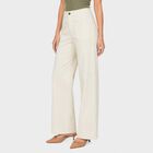 Women's White High-Rise Wide Leg Patch Pocket Trousers, सफ़ेद, small