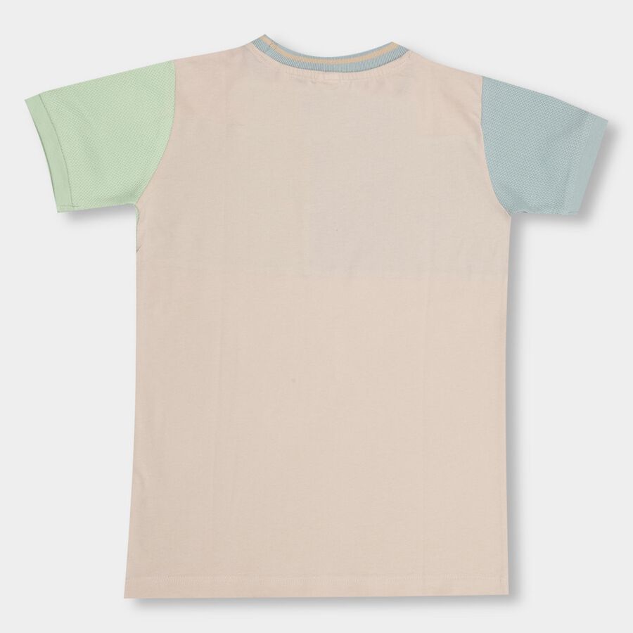 Boys' 100% Cotton Half Sleeves T-Shirt, हल्का हरा, large image number null
