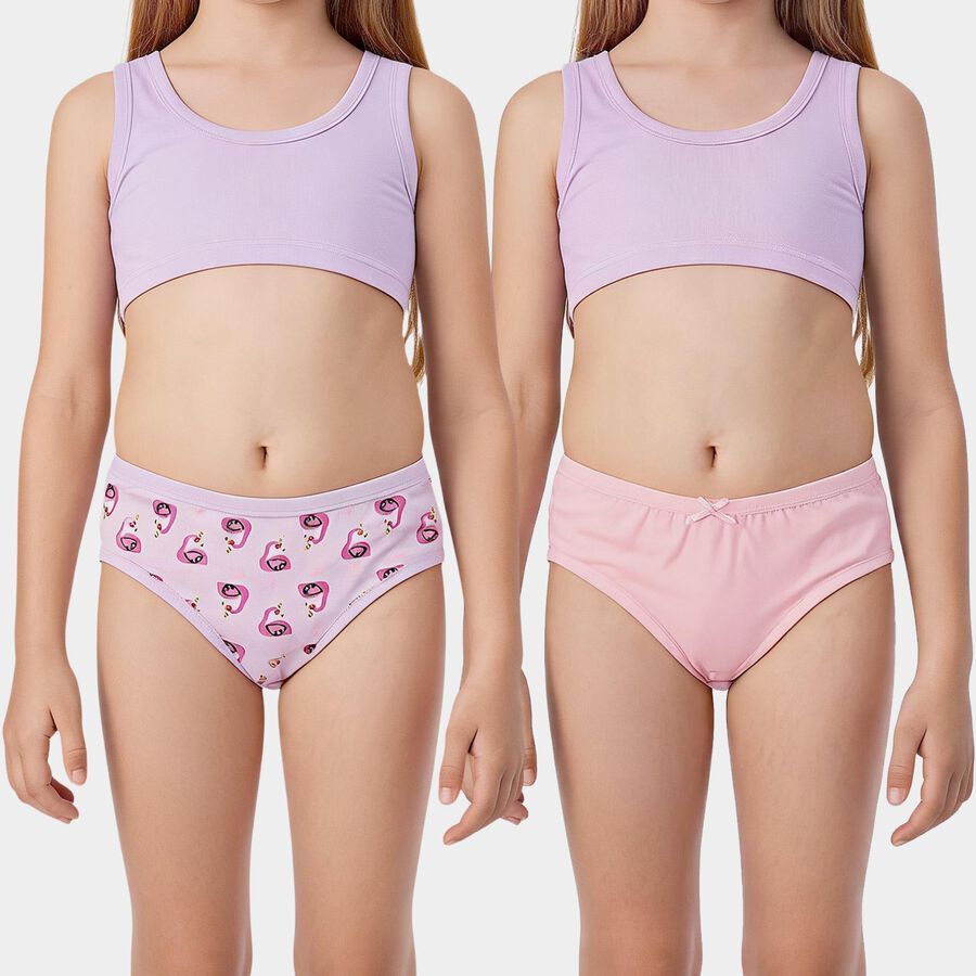 Girls' Light Blue Regular Fit Printed Panty, हल्का नीला, large