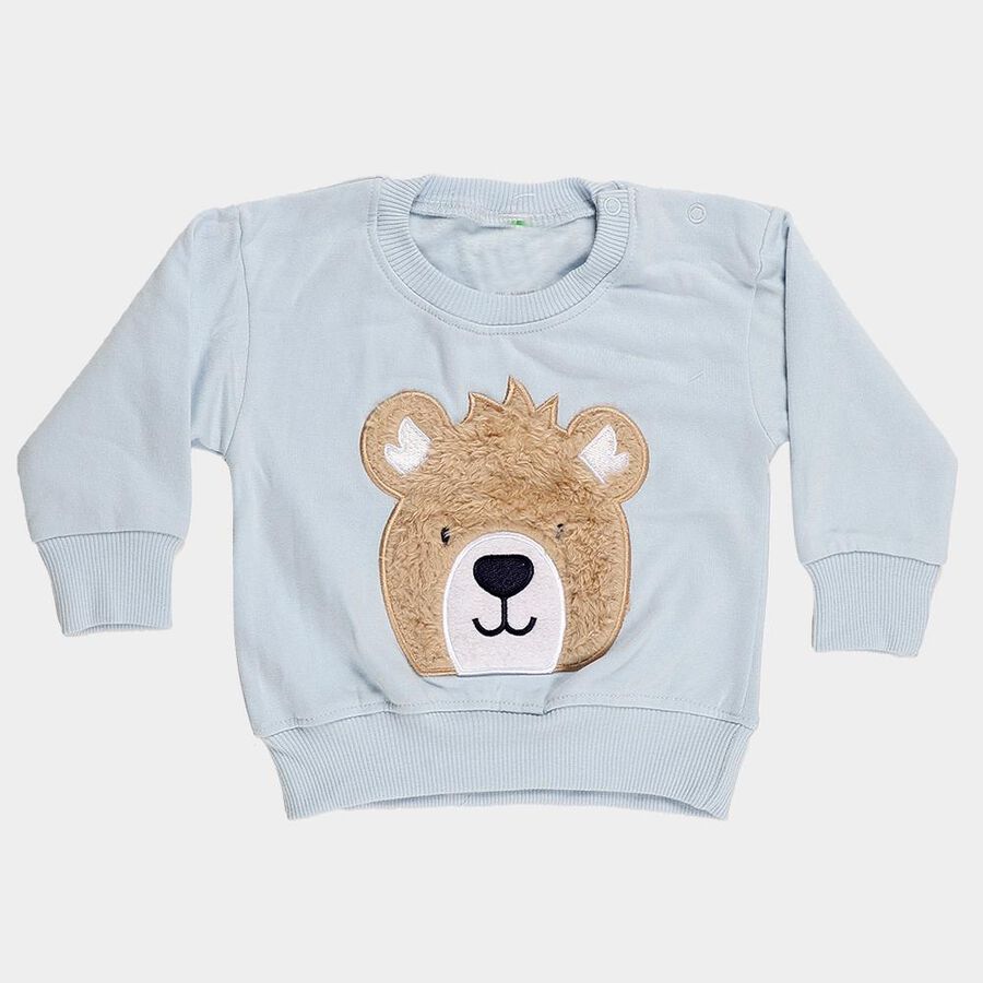 Infants Light Baby Blue Crew Neck Casual Sweatshirt, Light Blue, large image number null