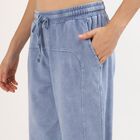 Women's Washed Blue Jogger Fit Cargo Track Pants, Light Blue, small image number null