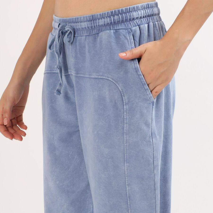 Women's Washed Blue Jogger Fit Cargo Track Pants, Light Blue, large image number null