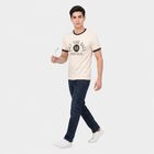 Men's White Round Neck Regular T-Shirt, White, small
