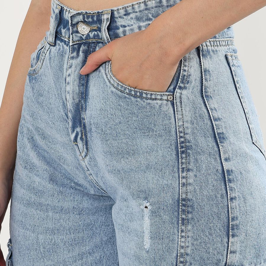 Ladies' 100% Cotton High Rise Jeans, Light Blue, large image number null