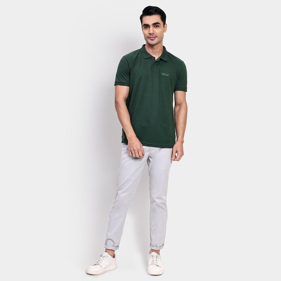 Men's Collared Half Sleeves T-Shirt, Dark Green, large image number null