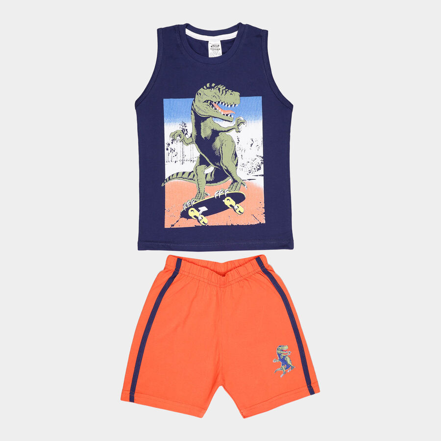 Boys Cotton Baba Suit, Navy Blue, large image number null