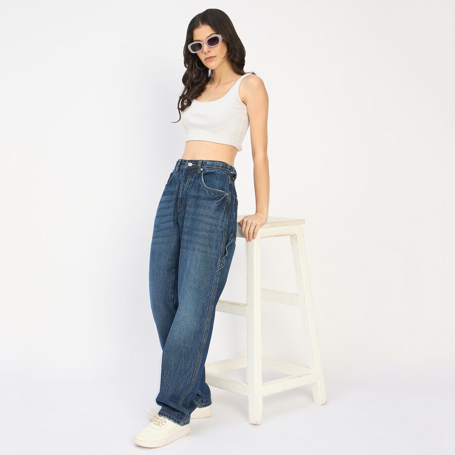 Ladies' 100% Cotton Jeans , Dark Blue, large image number null