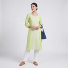 Women's Mint Green Round Neck Printed Straight Kurta, Light Green, small