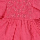 Infants' Pink Regular Fit Embroidered Flutter Sleeve Frock, गुलाबी, small