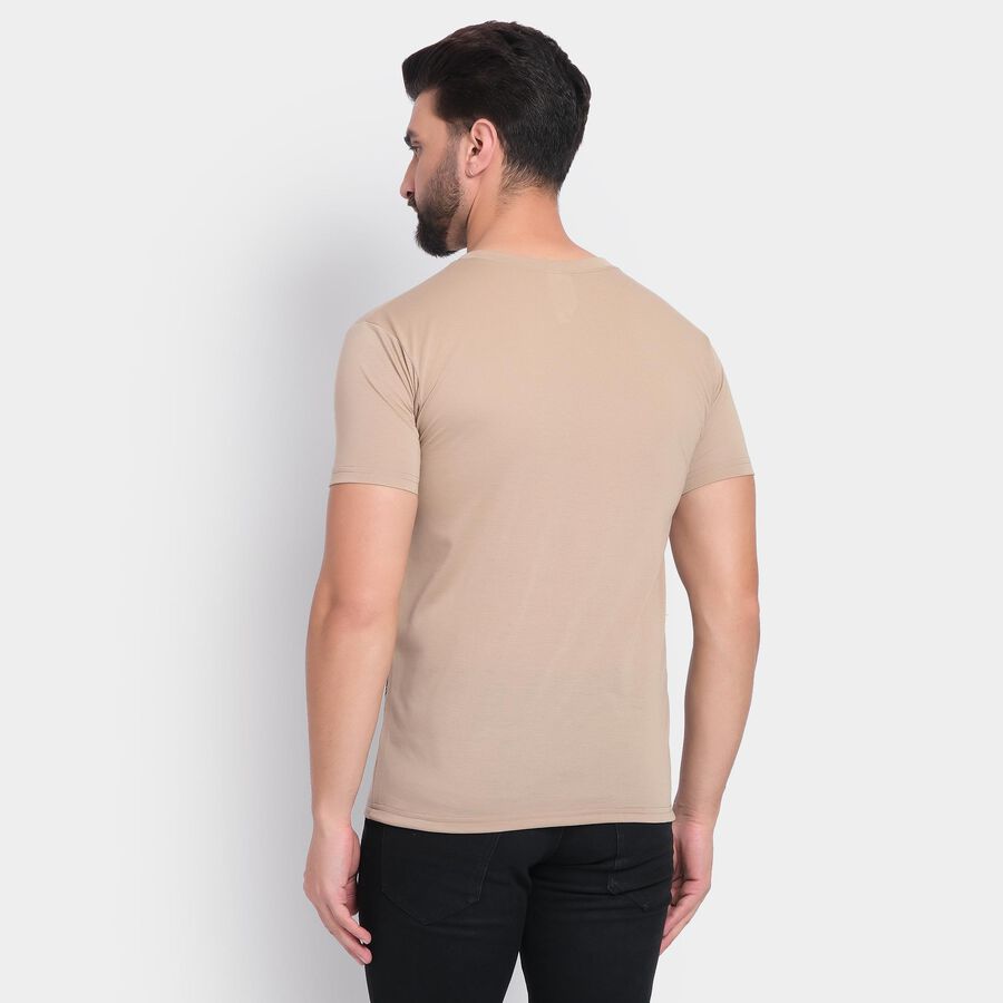 Men's Round Neck Half Sleeves T-Shirt, गहरा पीला, large