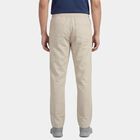 Men's Beige Slim Fit Flat-Front Casual Trousers, Beige, small