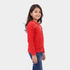 Girls' Red Crew Neck Embellished Pullover, Red, small