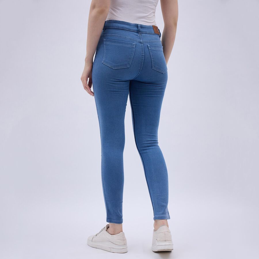 Women's Stonewashed Blue Skinny Fit High-Rise Jeans, Mid Blue, large image number null