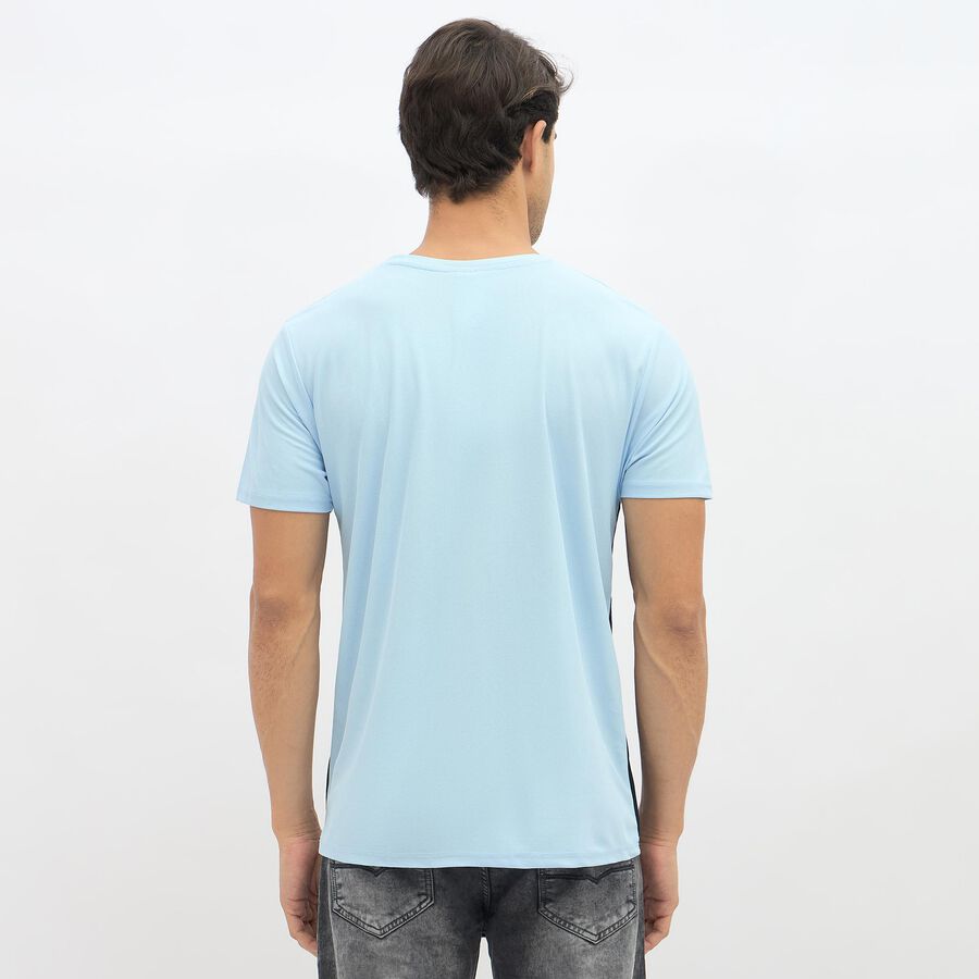 Men's Light Blue and Navy Crew Neck Athleisure T-Shirt, हल्का नीला, large image number null