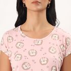 Women's Pink V-Neck Lace Trim Nighty, Light Pink, small