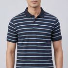 Men's Navy Blue Polo Collar Casual T-Shirt, नेवी ब्लू, small
