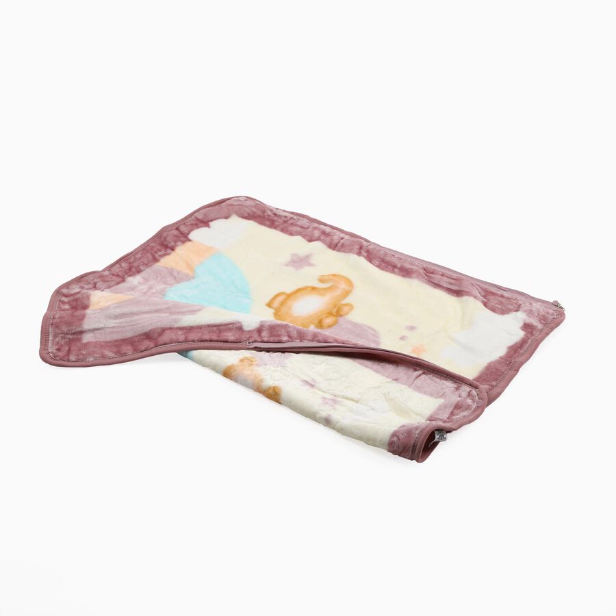 Pastel Multicolor Animal Printed Infant Blanket, Purple, large image number null