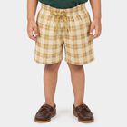 Boys Beige Relaxed Fit Checked Bermuda Shorts, गहरा पीला, small