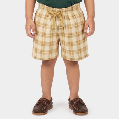 Boys Beige Relaxed Fit Checked Bermuda Shorts