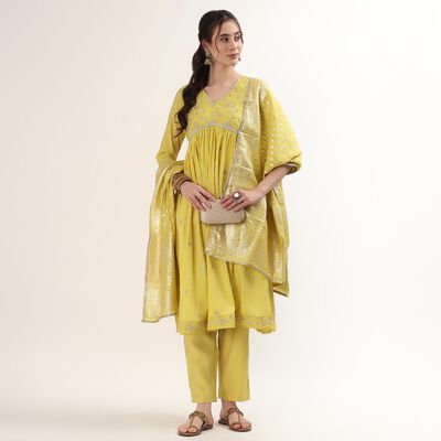 Women's Mint Mandarin Collar Printed Kurta