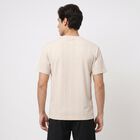 Men's Grey Crew Neck Regular T-Shirt, Ecru Melange, small