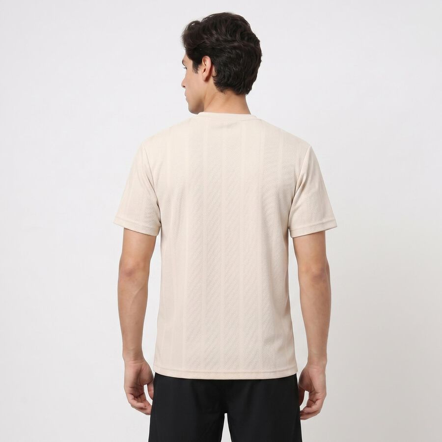 Men's Grey Crew Neck Regular T-Shirt, Ecru Melange, large