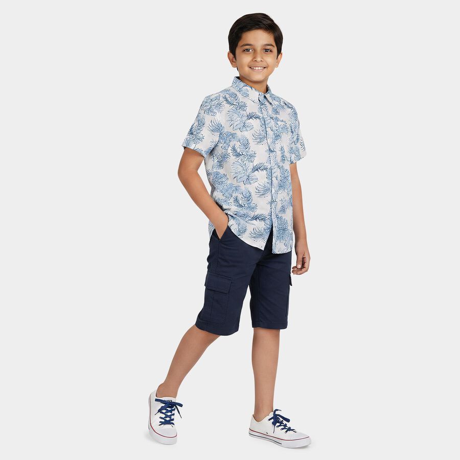 Boys' Casual Shirt, Mid Blue, large