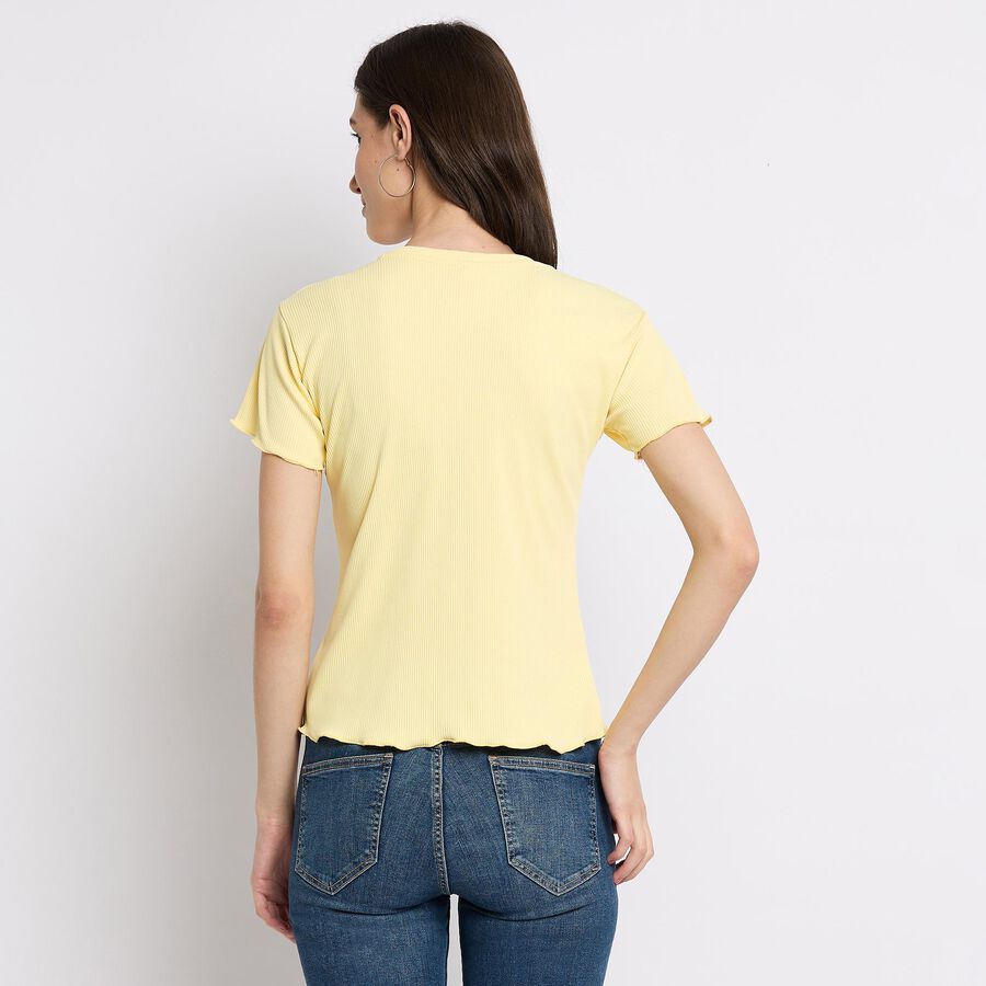 Ladies' Round Neck T-Shirt, पीला, large image number null