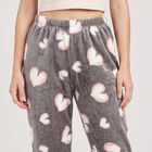 Women's Grey Straight Fit Heart Lounge Pyjama, Light Grey, small
