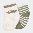 Infants Cotton Stripes Socks, Olive, small image number null