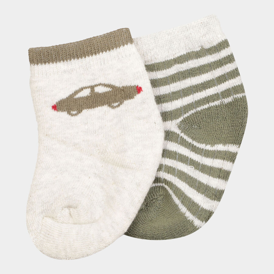 Infants Cotton Stripes Socks, Olive, large image number null