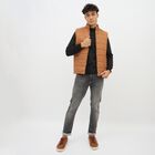 Men's Brown High Neck Sleeveless Puffer Jacket, Brown, small image number null