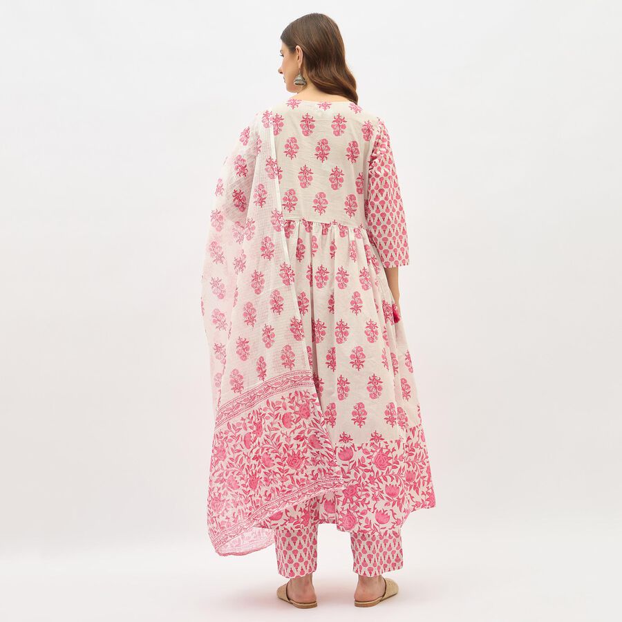 Women's Light Pink Cotton Floral Printed Ethnic Set, Light Pink, large image number null