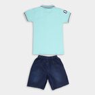 Boys' 100% Cotton Woven Baba Suit , Aqua, small image number null
