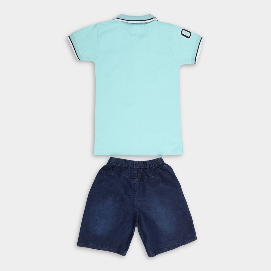 Boys' 100% Cotton Woven Baba Suit , Aqua, large image number null