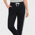 Women's Navy Blue Straight Fit Side-Striped Track Pants, Navy Blue, small