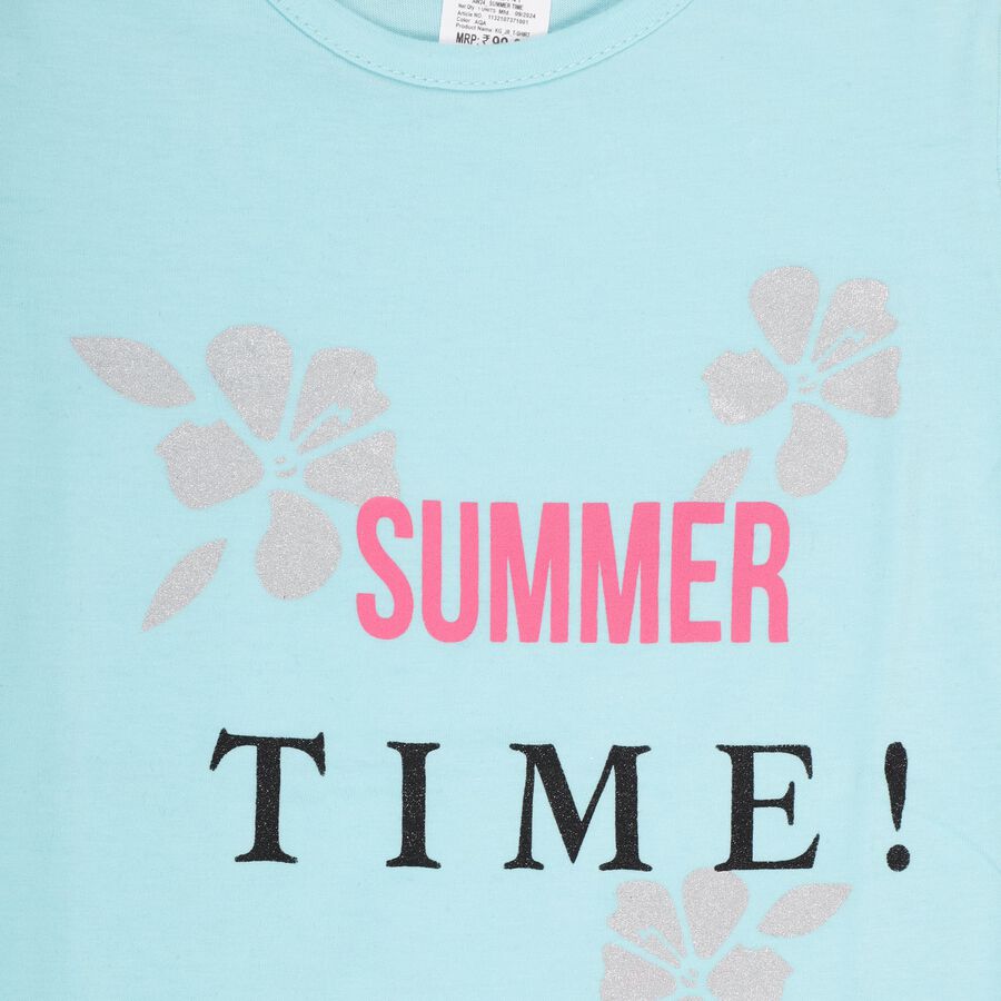 Girls' 100% Cotton T-Shirt , Aqua, large image number null