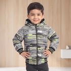 Boys Grey Hooded Bomber Jacket, Charcoal, small