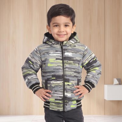 Boys Grey Hooded Bomber Jacket