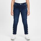 Girls' Slim Fit Classic Jeans, गहरा नीला, small image number null