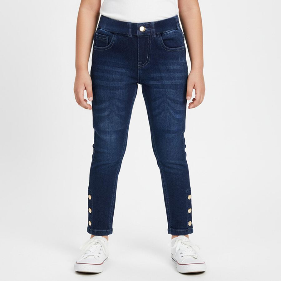 Girls' Slim Fit Classic Jeans, गहरा नीला, large image number null