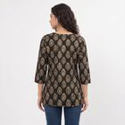 Women's Black Round Neck Printed Straight Kurti, Black, small