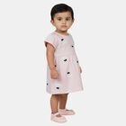 Infants' Pink Cotton Printed Flutter Sleeve Frock, Light Pink, small