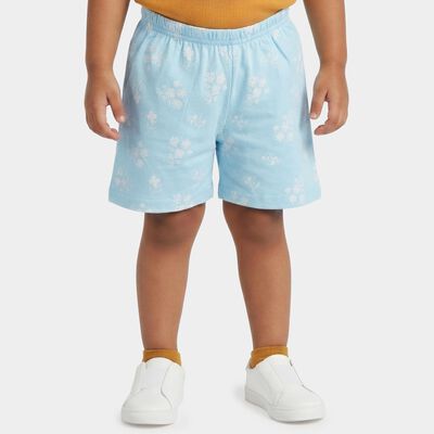 Girls' Light Blue Floral Elastic Waist Shorts