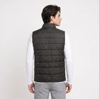 Men's Black Stand Collar Puffer Jacket, Black, small