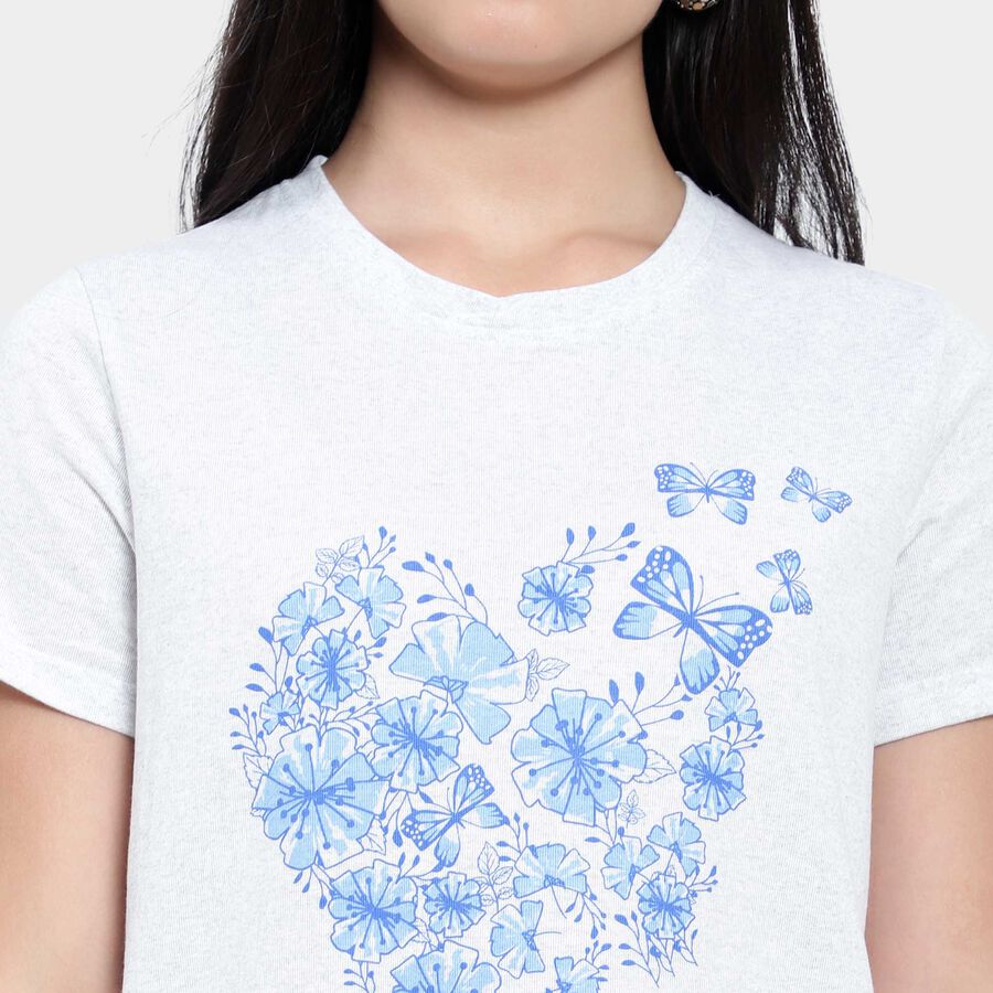Round Neck T-Shirt, Ecru Melange, large image number null
