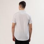 Men's Off-White 100% Cotton Half Sleeve Spread Collar Casual Shirt, Off White, small